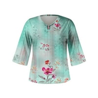 Binmer Womens Plus Veličina Tunike i bluze V-izrez Tri četvrtine 3 4Sleeve majica jesenblouse vrhova