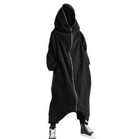 Unise s kapuljačom s dugim rukavima nazgul dugi kaput zatvarač zatvarač, runo obložen dugačak hoodie