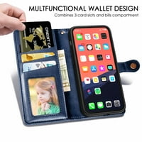 Mantto Wallet futrola za iPhone Pro s utorima za držač kartica, folio premium PU kožni magnetski prekrivač