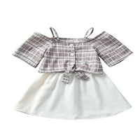 Djevojke Dvije odjeće odjeće, špageta remen od ramena kratka rukavska majica + elastična struka suknje
