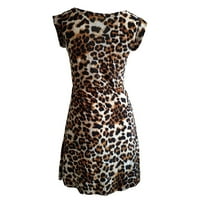 Homenesgenics Plus size Ženske haljine XXXL Žene Leopard Casual Kratki rukav Stretch haljina seksi stila