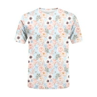 Hanas vrhovi ženske povremene majice, klasične okrugle majice kratkih rukava, cvjetno tiskano ljeto