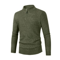 Kpoplk Muški džemper sa čvrstim kletama meki ležerni džemperi za muškarce Classic Pulover džemperi zeleni,