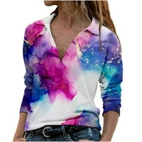 Ženski modni dugi rukav V izrez cvjetni pulover tiska Top Hot6SL868130