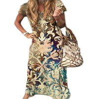 Paille žene kratki rukav Havajska dugačka haljina kaftana zabava Ljeto plaža Sunderss ljuljaška HEM Hawine haljine