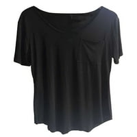 Avamo Fashion Plus Veličine Majice sa džepom Ženska odjeća Kratki rukav V Vrući na vratu Ležerne prilike labave fit osnove TEE do veličine 4xl