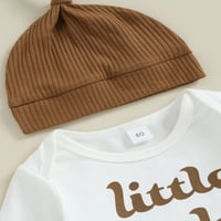 Suanret Newborn Baby Girl Boy Dan zahvalnosti Pismo odjeće Print ROMPER HLATSString Hlače Hat odijelo Bijela 0- mjeseci