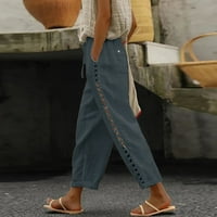Posteljine za žene Ljeto Petite Capri visokog struka širokog nogu hlača nacrtaju elastične pantalone