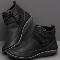 HGW Womens Vintage kožne čizme ravne vodootporne cipele Zimske okrugle nožne cipele cipele za žene za žene crna 42