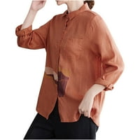 Ženska umjetnička vezena dugačka košulja s rukavima sa labavom pamučnom lanenom bluzom u prodaji