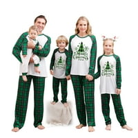 MubIneo božićne pidžame za obitelj i pas dugih rukava stablo tiska + bivolo plairane hlače postavljene