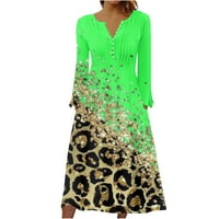 GDFUN Fashion ženska casual moda Solid Džep u boji V-izrez Dugi rukav haljina - Domaći haljine Haljine
