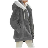 Strungten ženska moda Soild Winter Loase Plish Plush Dugi rukav džepni kaput sa kapuljačom
