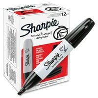 Newell brendovi Sharpeie Veliki bačvi trajni markeri - široka markerska točka - Chisel Marker Point Style - Crna alkoholna mastila - desetak
