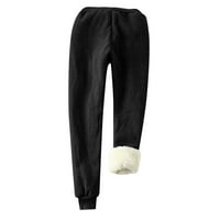 Tdoqot hlače Žene - toplinske božićne poklone Mid struk labav fit džepovi pune dužine hlače crna l
