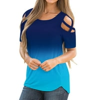 Moonker Womens Tops Košulje za žene Skraćeno rušenje za hladne ramene majice TOP GORITENT Ljeto 2xl plava