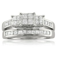 Diamondmuse Carat Princess-Cut tri kameni dijamantni angažman za brisanje za brisanje u 14k bijelo zlato