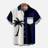 INLEIFE Ljetne majice kratki rukav Muški ležerne tipke za ne-pozicioniranje tastera za ispis plaže Shortwown majica s kratkim rukavima