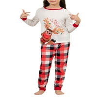 Sretan božićni pidžami postavio porodicu podudaranje crtanih elkova slovo ispisa vrhovi pletene hlače za spavanje noćne odjeće PJS