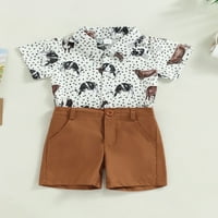 Zapadna beba dječak ljetna odjeća krava tiskana majica majica s kratkim rukavima, čvrstih kratkih hlača
