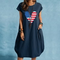 Ljetne haljine za prodaju za žene za žene s kratkim rukavima Štampanje pruge uzorka Okrugli vrat Maxi