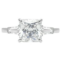 3CT Asscher Cut White Sapphire 18K bijelo zlatni godišnjica Angažmane kamene prstene veličine 9,75