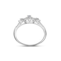Čvrsti 10K bijeli zlatni okrugli dijamantni klaster mladenka za venčani prsten za venčanje CT. - Veličina 7