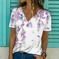 Ženske cvjetne košulje V izrez kratki rukav vrhovi slatka grafička bluza nanosi klirens trendi majice