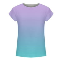 Njoeus prevelike majice za ženske majice za žene kratki rukav ženska ležerna gradijentna boja D Majica