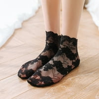 Puawkoer biserne čipke čarape prozračne čarape balerine čarape Ne klizne čarape Prozirne male čarape Odjeće cipele i dodaci Jedna veličina crna
