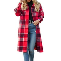 Fabiurt ženska jakna jesen i zimski temperament koji putuje vjetrobranski bočni prorez rever labavi ženska jakna od vunene ploče, crvena