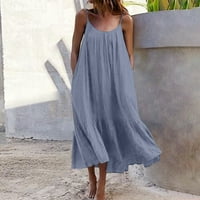 Ljetne haljine za žene Žene Tropicl Solid Halter Letchess Maxi haljina bez rukava na plaži za plažu
