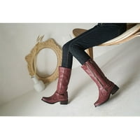 Ženske cipele čizme s niskim potpeticama čizme Nubick kožne čizme Zgodne čizme Outerwear crvena 7