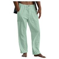 Muški povremeni jogger muške hlače pamučna posteljina joga sa džepovima casual casual elastična struka Comfy bijela pantalone za muškarce mint zelene 4xl