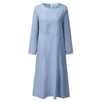 Haljine za žene ženska smjena dugih rukava CREW Crt pune duge labave ležerne haljine plave xxl