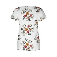 Sodopo žensko cvjetno tiskovina kratkih rukava s kratkim rukavima Squaret vrat ljetni vrhovi plutane majice casual bluze cvjetovi tunički bluza vrhovi