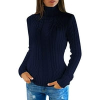 Entyinea zimska pletiva Ženska rukav s dugim rukavima rebrasti pleteni pulover Labava policajac Batwing Split džemper plavi l