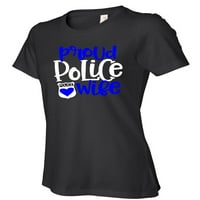 Vinyl Boutique Shop ponosna policijska supruga ženske crne majice koje podržavaju supruge policajca
