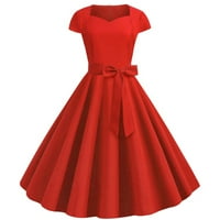 Žene Vintage 50s 1950S haljina Kvadratna vrata A-line haljina Čvrsta boja Rockabilly Swing večernja