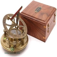 Rii Brand Antique Boja mesinga magnetski sat i kompas sa drvenom kutijom