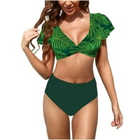 Daqian Womens kupaći kostim pokrovite ženske velike seksi Split kupaći kostim modni tanki set kupaćih kostimu Ženski klike kupaćih komisija zeleno 4
