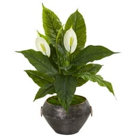 Skoro prirodna 27? Spathiphyllum umjetna biljka u metalnoj posudi