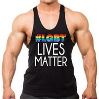 Rainbow LGBT Lives Materija Muški crni STRANIC TANK TOP X-VELIKA CRNA