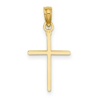 Carat u karatsu 10k žuti zlatni dijamantski polirani križni privjesak šarm sa 10k žutom zlatnom laganom užad ogrlicu 20 ''