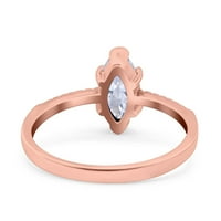 Rose ton, simulirani kubični cirkonijski veličini - markizni pasijans naglasak zasljepljujući vjenčani angažman prsten sterling srebrna