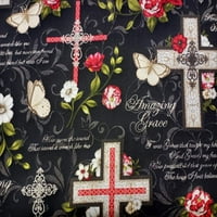 Ručno rađena valjana, ploča zavjesa ili poklopca jastuka Faith Cross Crno