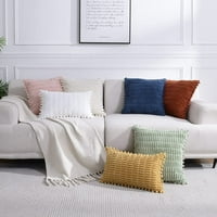 Bijeli ukrasni jastuk za bacanje sa pom-poms za krevet za dnevnu sobu, farmhouse boho kućni dekor, fluffy