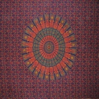 Indijska mandala ispis tapisestarskog pamučnog prekrivača 92 82 puna plava