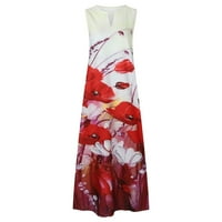 Ženska casual duga haljina sa prugastom cvjetnim printom maxi haljina za rukavac hot8sl4880396