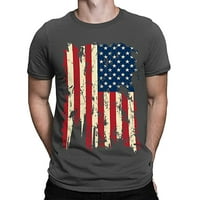 Ljetni muškarci Majica Američka nezavisnost Dan majica Retro USA zastava zastava kratkih rukava Dizalica Ležerne prilike Streetwear Top